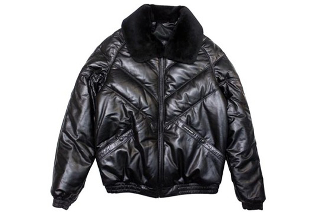 leather goose bomber jacket
