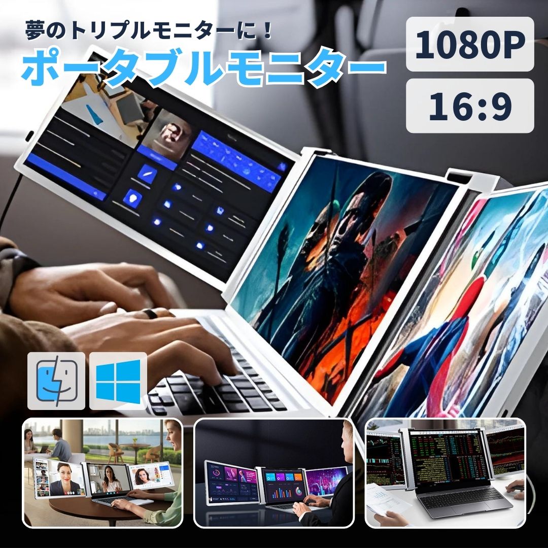 Laptomo S3 デュアルモニター/トリプルモニター Amazon.com: Laptomo 14'' Triple Portable Monitor for Laptop