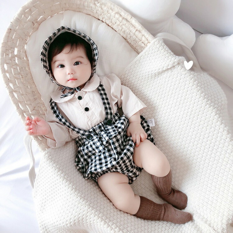 楽天市場 ベビー服 子供服 女の子 上下セット サロペット ブラウス セットアップ チェック柄 ギンガムチェック かぼちゃパンツ シャツ 赤ちゃん ベビー 長袖 トップス 春秋 誕生日 お宮参り お食い初め 男女兼用 66 73 80 90 100cm Growing楽天市場店