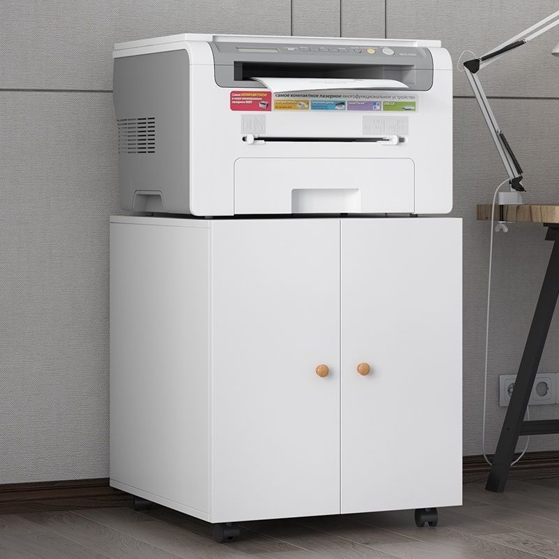 【耐荷重50kg】プリンター台 キャスター付き [大容量 ファイル収納 3段/2段] オフィスワゴン プリンターラック [サイドワゴン 脇机 複合機置き台] 複合機 デスクワゴン 収納棚 ホワイト 木目調 事務用品 書類整理 おしゃれ モダン｜グロースショップ
