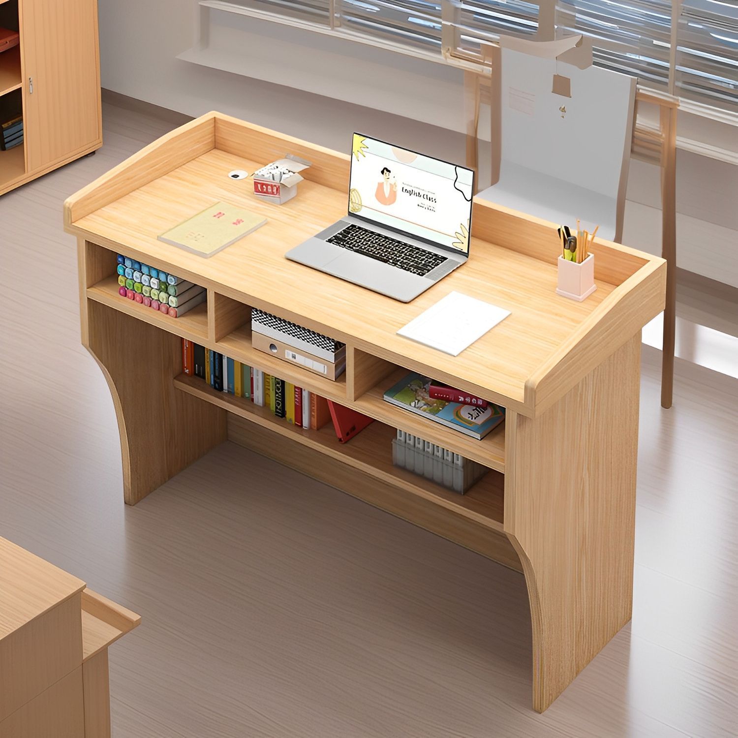 読み手用教科課程台、学年用教科課程台、申しひらき用速見表、授業時間用小型教科課程台、話し合い室用言いあらわす台、マルチメディアスピーチステージ 収納家具-収納家具用部品