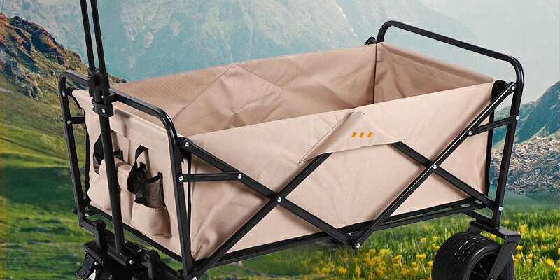 アウトドアワゴン 折りたたみ キャリーカート 4輪 大型タイヤ 耐荷重100kg 自立式 キャリーワゴン ストッパー付き [コンパクト/軽量/高耐久] 露? 野外フェス レジャー 海水浴 運動会 釣り 荷物運び｜グロースショップ
