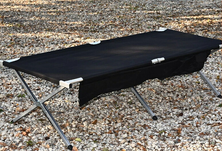 コット キャンプ 折りたたみ 2WAY 軽量 アウトドアベッド アルミ (オックスフォード/190×65cm/ブラック) [簡易ベッド 行軍床 キャンピングベッド 防災 避難所 昼寝 事務室 ソロキャンプ 持ち運び 収納袋付 丈夫]