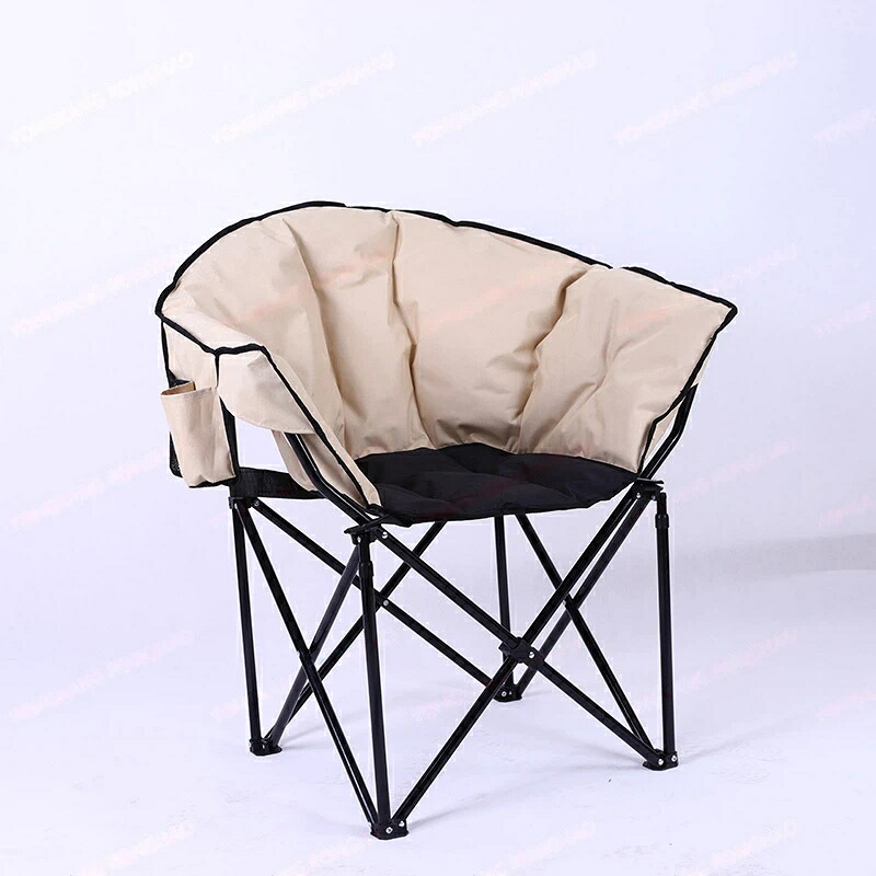 アウトドアチェア 折りたたみ 月型 [高弾力クッション/厚手牛津布/ブラック] [キャンプ 椅子 チェア ムーンチェア 保温 防寒 釣り レジャー べランピング 運動会 持ち運び] コンパクト 収納バッグ付 1点｜グロースショップ