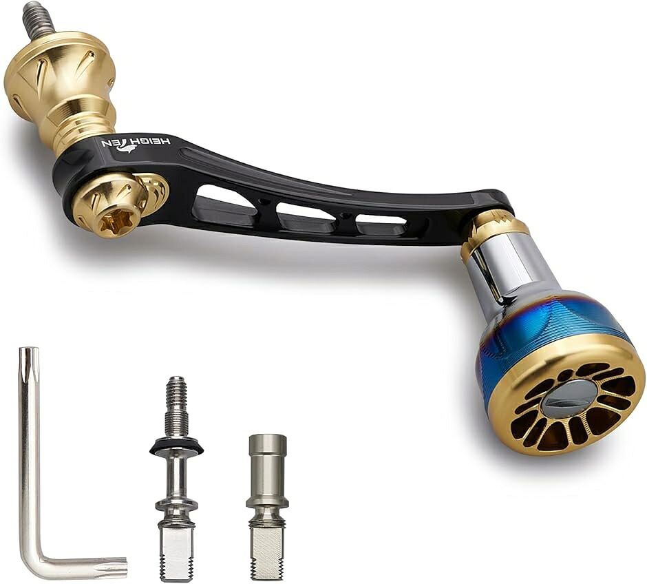 55-60mm可変 リール ハンドル 新型 24.5mm ハンドルノブ 搭載 ダイワ 通用 MDM(ブラック＆ゴールド, 55-60mm可変)｜グロースショップ