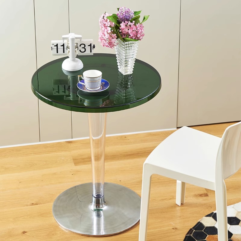 【透明感】ダイニングテーブル 円形 (アクリル/直径80cm/クリア) [カフェ風 丸テーブル 10037 北欧 モダン 2人用 デザイナーズ]｜グロースショップ