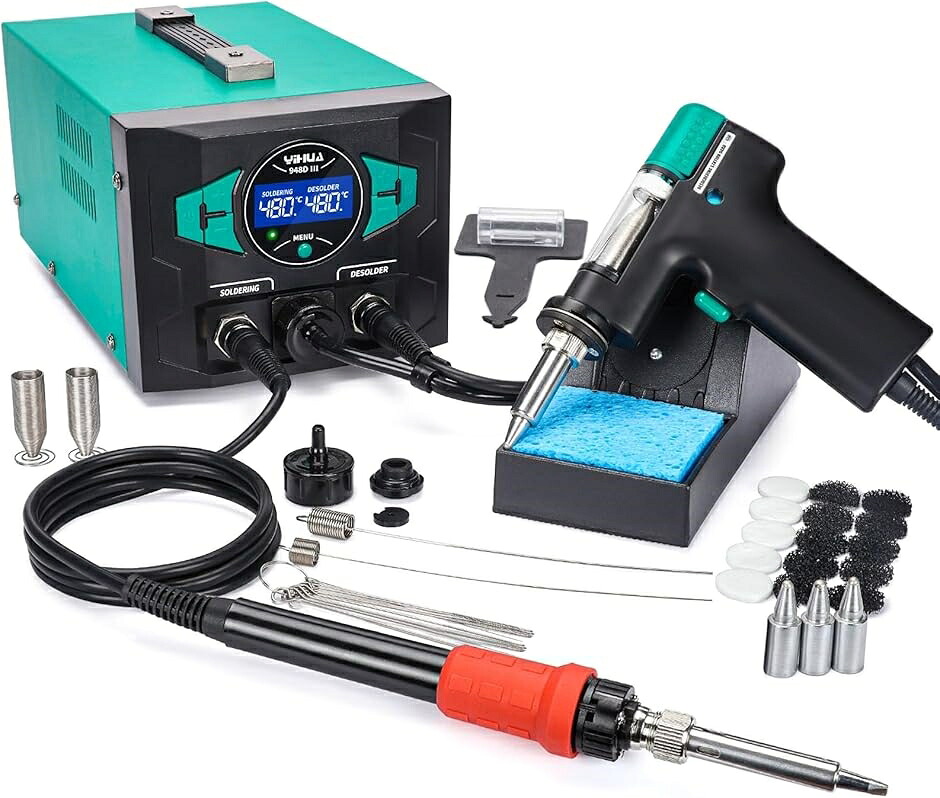 948D 110Wはんだごて はんだ吸取ステイション 電動吸取器 自動小銃シャット落ち込む役立つこと スリープモード役立つこと 3つの吸い取りノズル