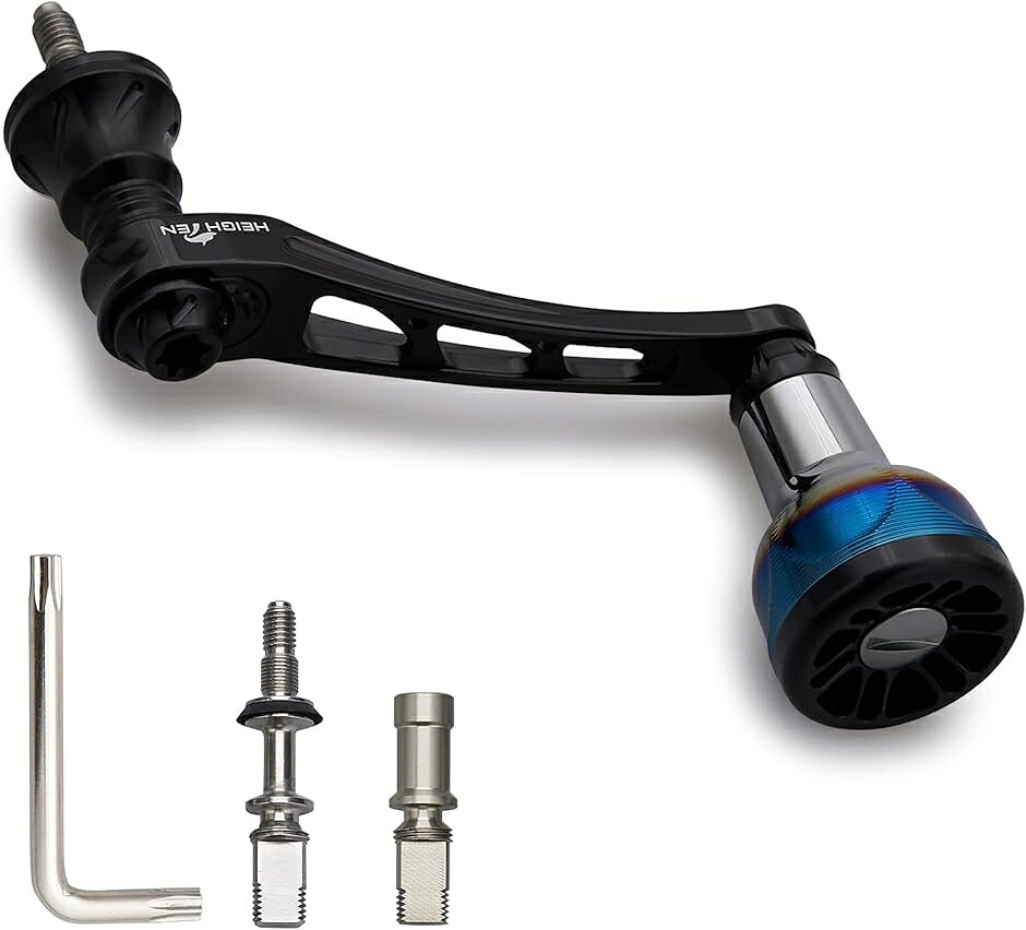 55-60mm可変 リール ハンドル 新型 24.5mm ハンドルノブ 搭載 ダイワ DAIWA 用 MDM(ブラック, 55-60mm可変)|グロースショップ