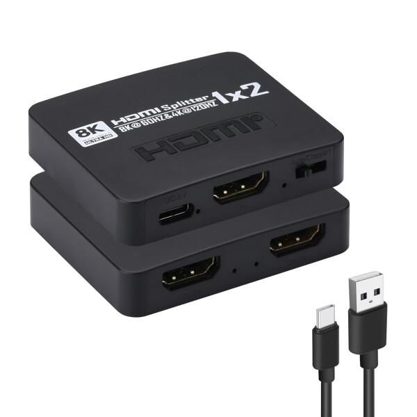 分配器 1入力2出力 4K@120Hz 音声 ビデオ 同時出力 HDMI 2.1 スプリッター 付き 3D 1080p｜グロースショップ