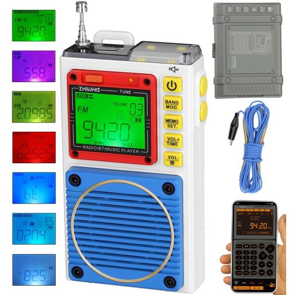 ラジオ小型防災 Bluetoothスピーカー MicroSDカード対応 FM/中波/短波/VHF/ワイドFM 懐中電灯 SOSア|グロースショップ