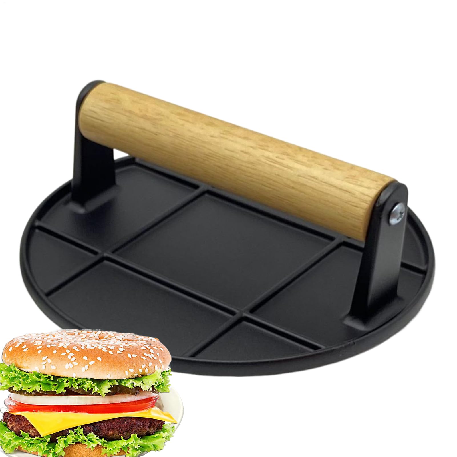 ハンバーガープレス、バーガースマッシャー,ベーコンプレス 6.3 インチ | 金属ノンスティックスマッシャーハンバーガープレスメーカー、フラットトップグリドルグリルバーベキューキッチンツール用｜グロースショップ