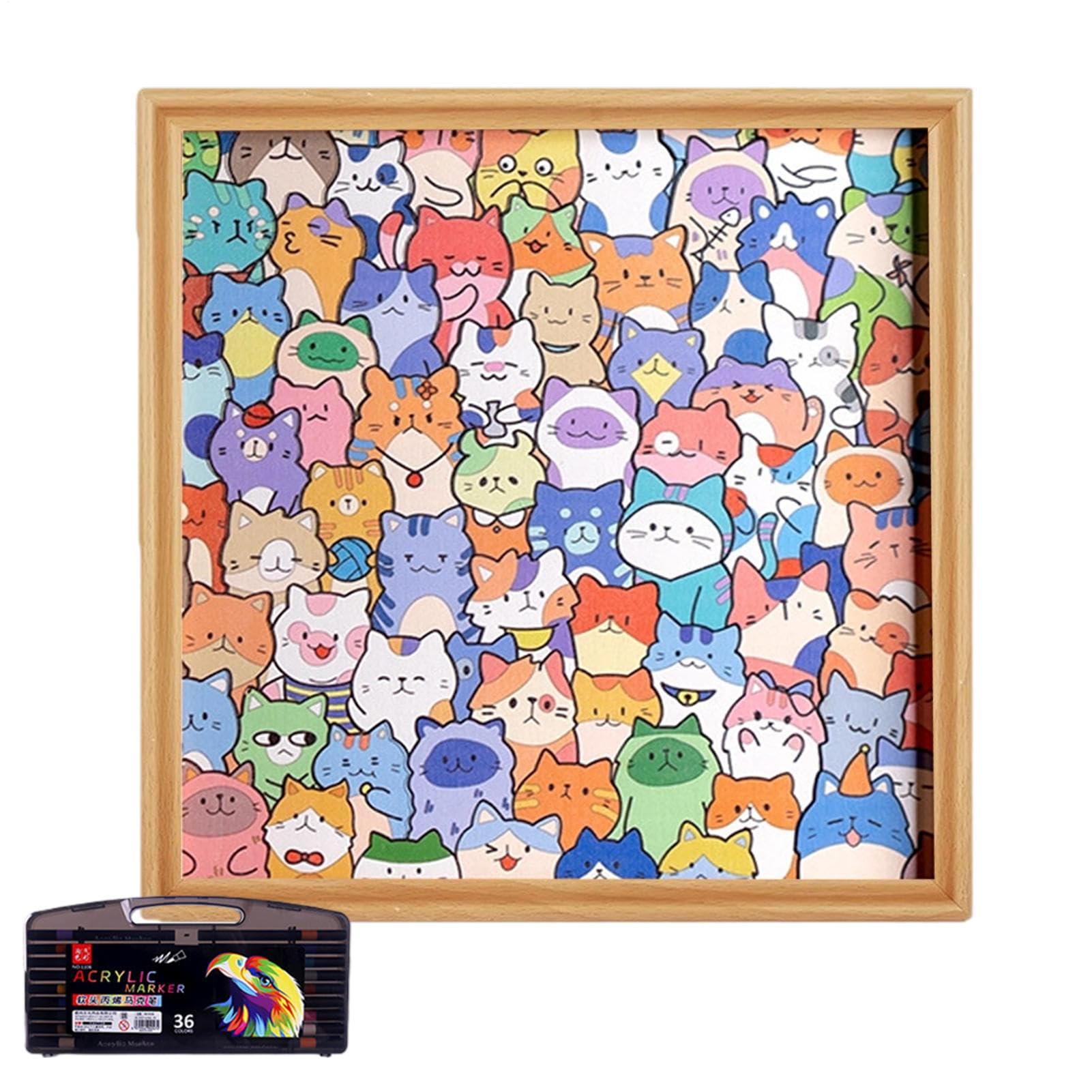 木製猫謎合わせ, 木製塗り絵知育手あそび, 手書き謎合わせ手あそび, 小わっぱ・御嬢さん向け、身寄り用・旅する用・寝部屋用・プレイルーム用・学年用・老人ホーム学院用・就学前用・生まれ落ちる日用・クリスマス用