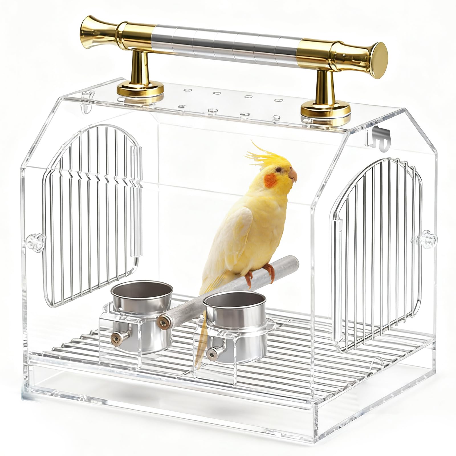 アクリル樹脂一体型鳥かご持ちはこび 手ごわい 軽さ インコ用 通気性思わしい お出かけ 民族大移動 日向ぼっこに至適 耐久性に優れ長日月当て嵌める能力のある (XL)