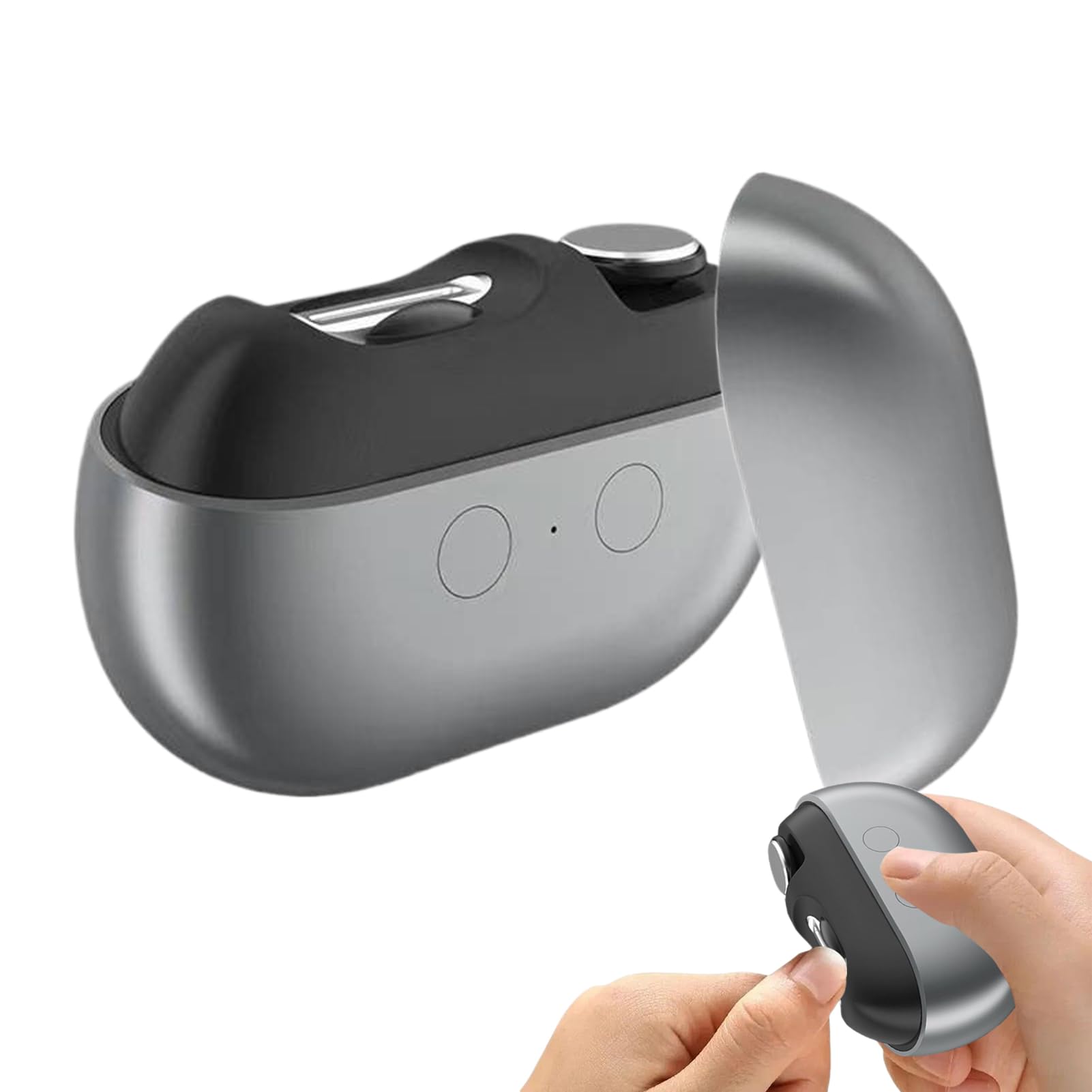 LEDともし火付き添い人電動ネイルクリッパー、申し受ける式3はたご屋1トリマーグラインダーポリッシャー、電動ネイルトリマー、いけ図々しい爪用ポータブルネイルケアツール、薄墨色、8.6x9.6糎 グルーミングポリッシュ旅する用