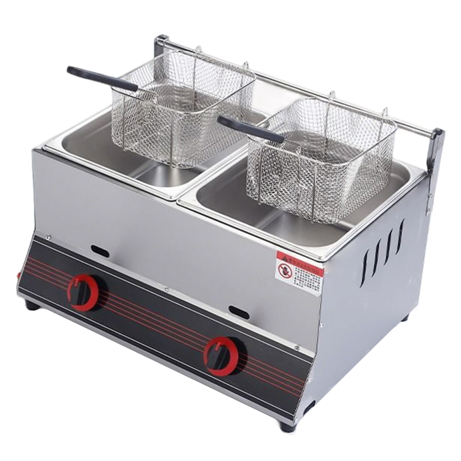 ガスフライヤー 単筒 10L 二重円柱 10+10L 大電気容量 御役目用大型ガスフライヤー 増厚ステンレス鋼製 体温合わせる合わせる 手っとり早い暖める 高能率省エネ 身寄り用 御役目用 (単気筒10L＋単気筒10L)