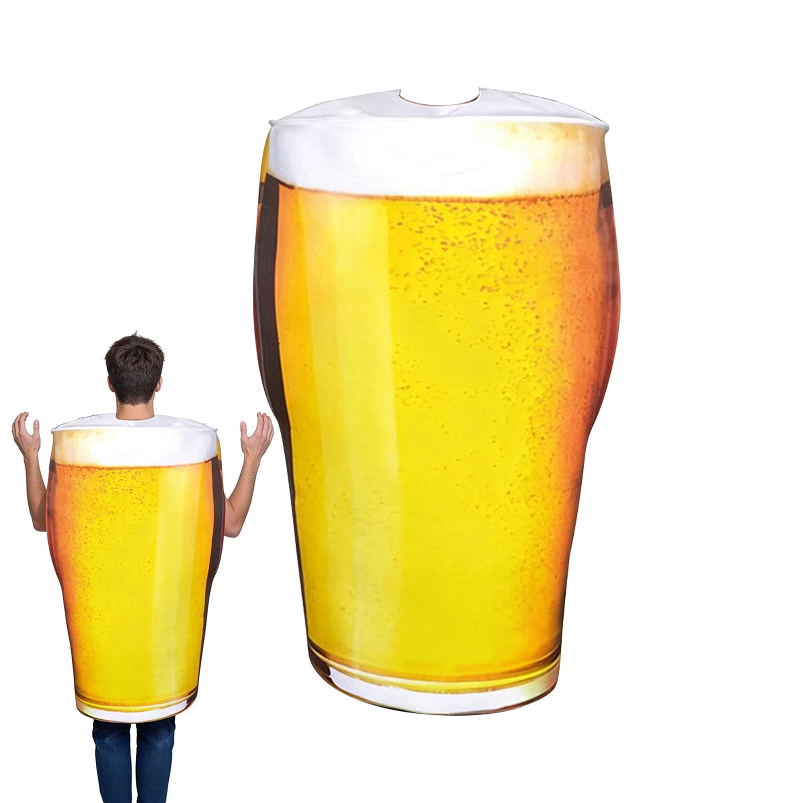 ビールグラス コスチューム 大人用 ビアジョッキ おもしろい 柔らかい 衣装 ロールプレイ ドリンク コスチューム パーティー 男女兼用 発泡パイントグラス コスプレ衣装 ポリエステル フリーサイズ ハロウィン バチェラーパーティー|グロースショップ