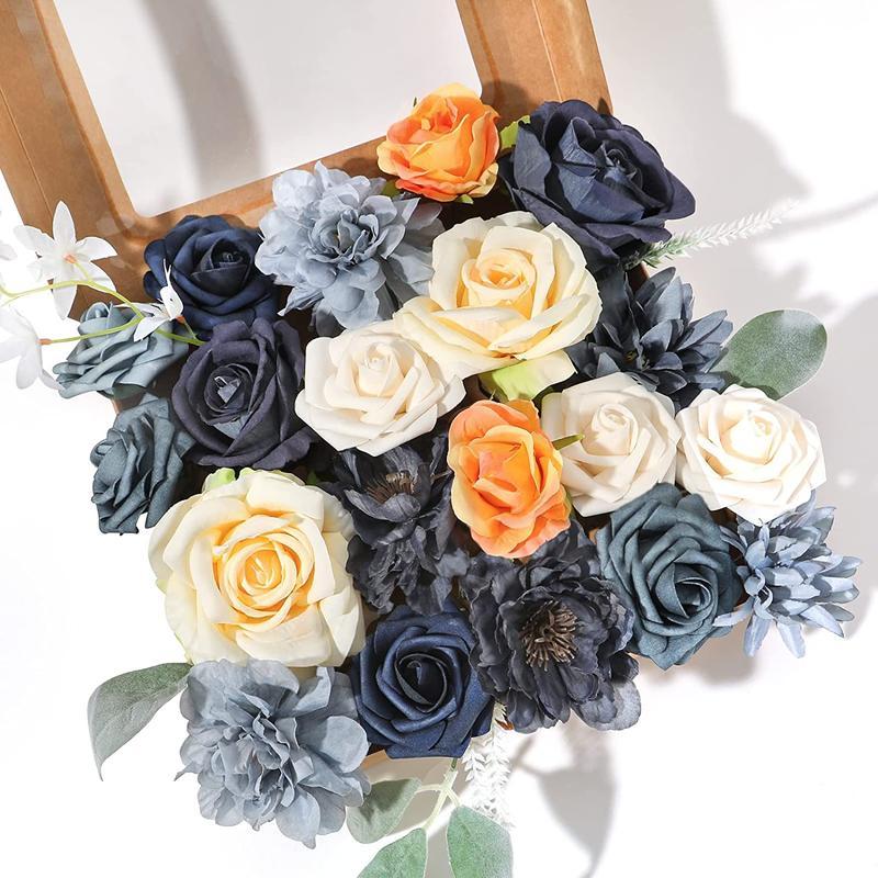 造花 御芽出度飾りもの ジャズバンド ネイビーブルーフラワー ステム付き添い人 DIY 御芽出度 御芽出度 ブライズメイド 胸花