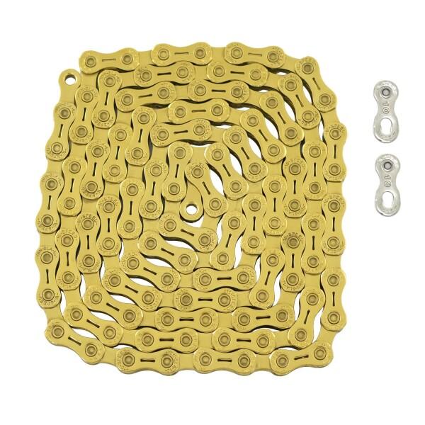 ybn . 10 speed chain 120 link w/ power lock for shimano sram campagnolo, gold, yb2345
