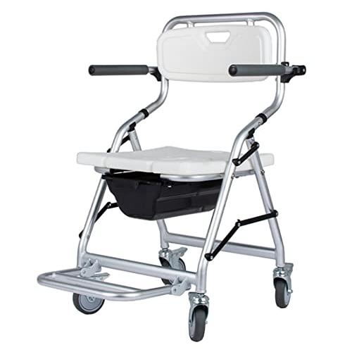 入浴用車いす 椅子 シャワーチェア 介護用 歩行器 コンパクト アルミ製 ブレ-キ付き シャワー キャリー キャスタ付き 便器 お風呂用 メディカルサービス 折りた|グロースショップ