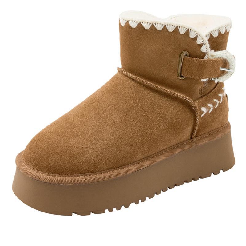 厚底 スエード ムートンブーツ レディース スノーブーツ ウィンター 雪用靴 ボア ファー 防寒 あったか もこもこ 防水 雪対策 耐滑|グロースショップ