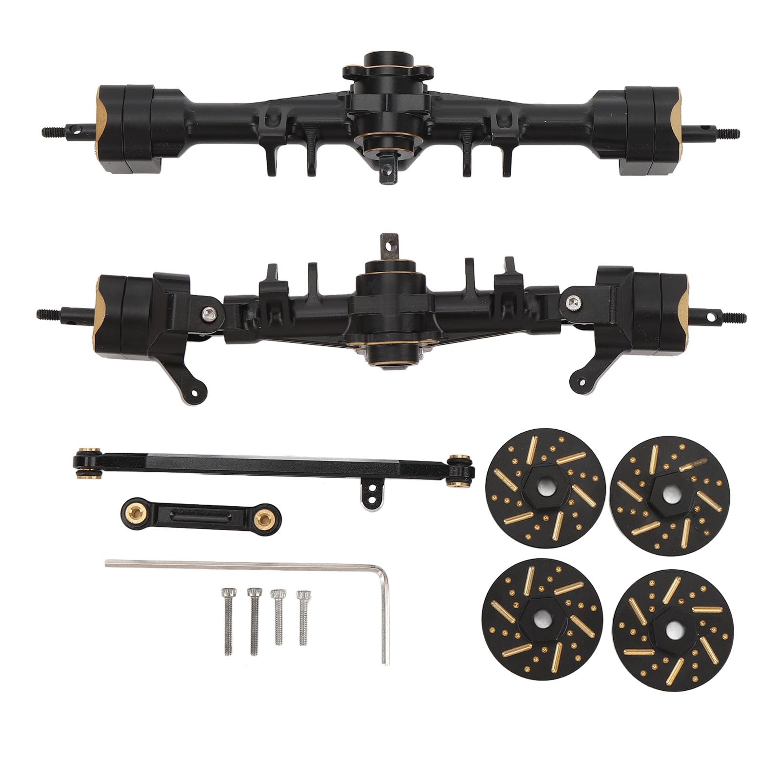 1/24 RCクローラーカー用カウンターウェイト付き添い人RC金管楽器前後アクスルセット、SCX24アップグレードアクセサリーパート、甚だしいと兼ね合い性を盛りかえすさせるヘビーデューティー金属元素アクスルキット