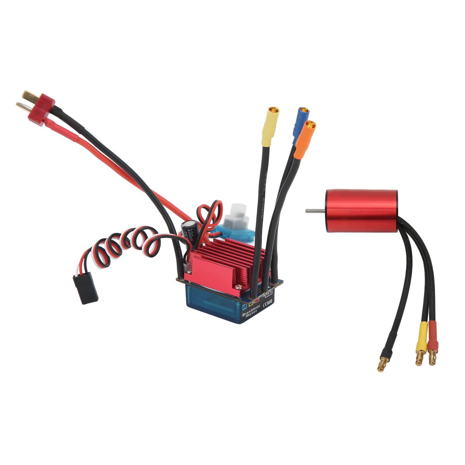4600KVブラシレスモーターとS35A ESC、RCカー用のアルミ合金製高精度ブラシレスモーターにESCを搭載、CNC加工6061 T6ハウジング、高トルクローターデザイン｜グロースショップ