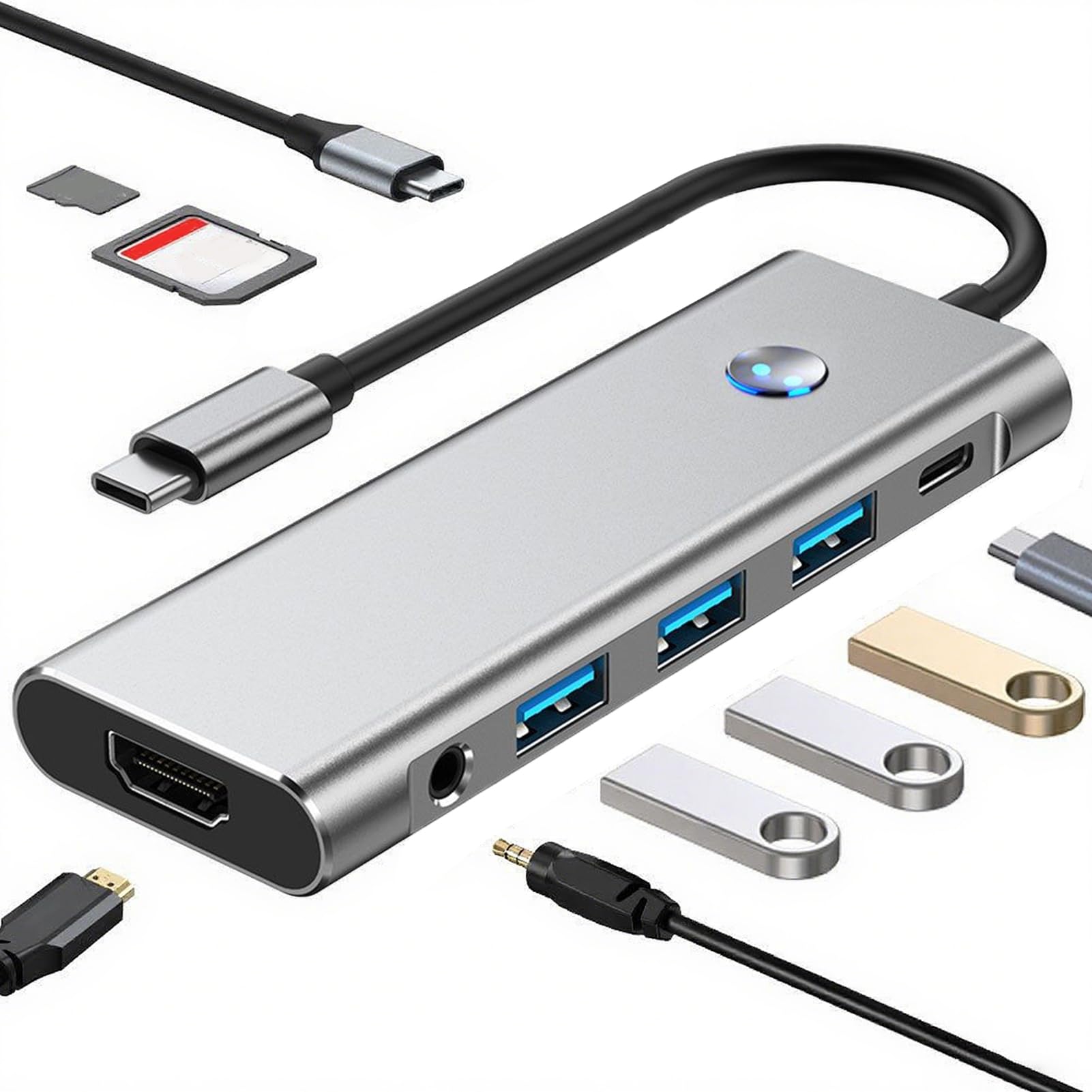 USB Cハブ | コンピューター USB C ノートパソコン拡張ハブ - 複数ポート搭載 分割アダプターステーション ビジネス・在宅オフィス・学生向け|グロースショップ