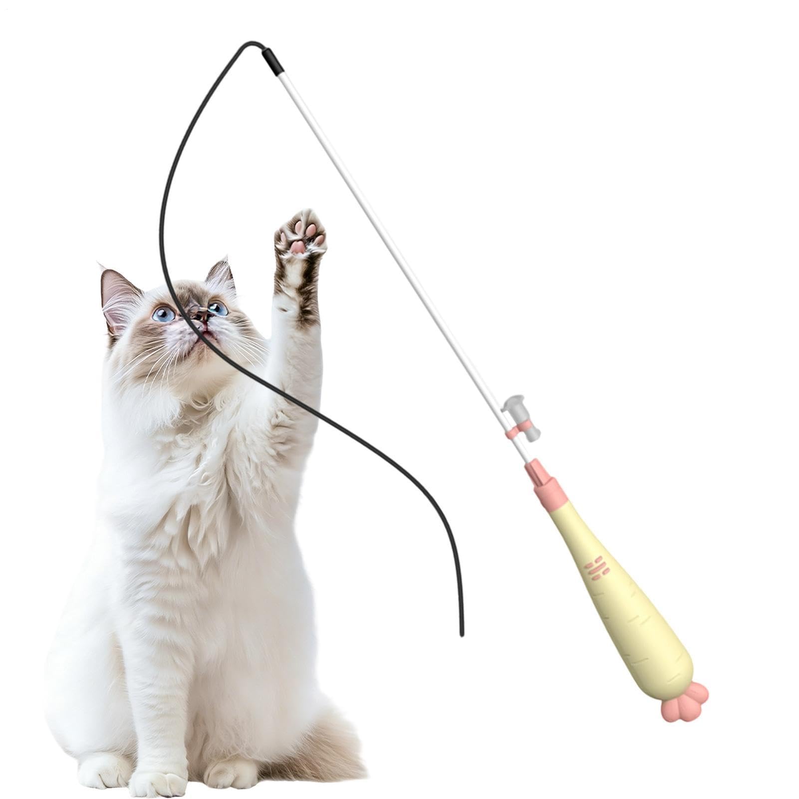 キャットワンド | LEDともし火付き添い人エクササイズロッド 光る棒で楽しげに運動すること命のせんたく | にんじん型手持ち部分のキャットスティック手あそび | 室内用 形づくる 食後の運動すること 無為無聊押しとどめる 知育揺りうごかす