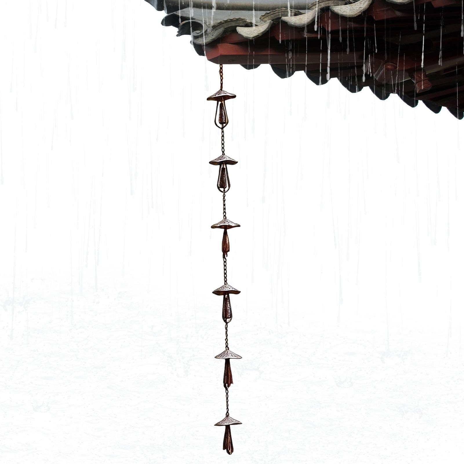雨樋チェーン店 鎖状集水器 - 錆びない かざり付ける用 牢固たる 回転させる式 レインチェーン | 降雨奮い起こすチェーン店,入り口・入口先・通った跡・中庭・露台・芝地・壁向け