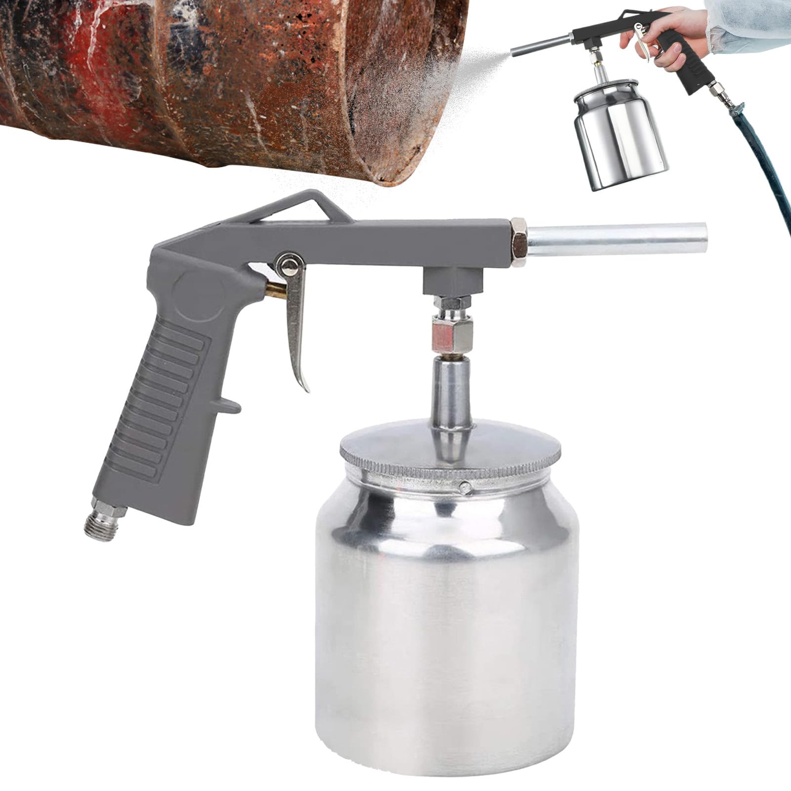 サンドブラストスプレー | エア湖式ポータブルヘビーデューティ | エアコンプレッサー用メディアブラスト備品,実業用再完成大工仕事やり方材木ペンキ塗りDIY細工所用
