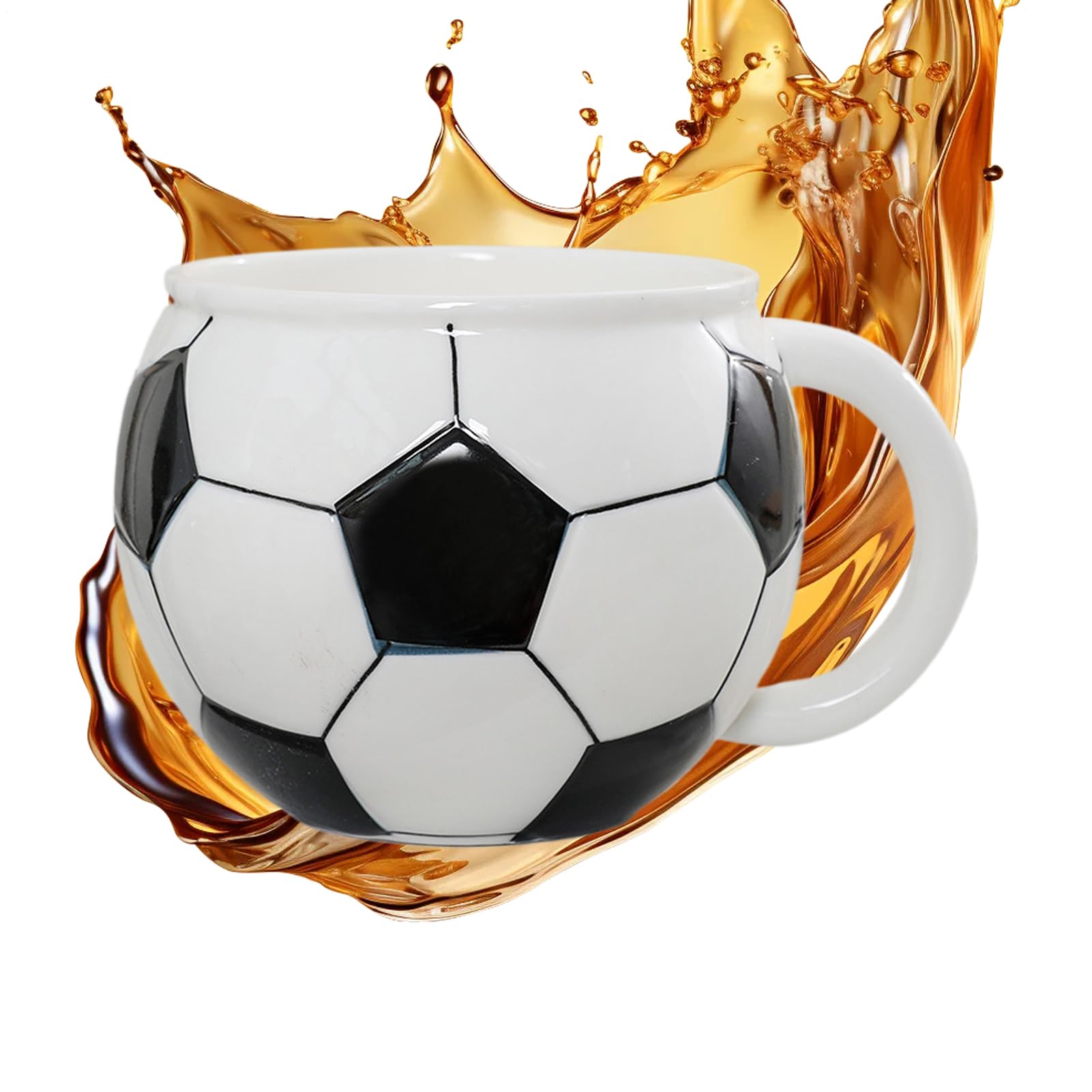 セラミックマグカップ - サッカーボールデザイン 室内装飾雑貨,880ml 大電気容量 紅茶 カップ,ラテ カップチーノ 清涼飲料水 麦酒 事務室 勝手もと 身寄り 生まれ落ちる日 寄り合い 成人男性 お上さん 差し上げ物に