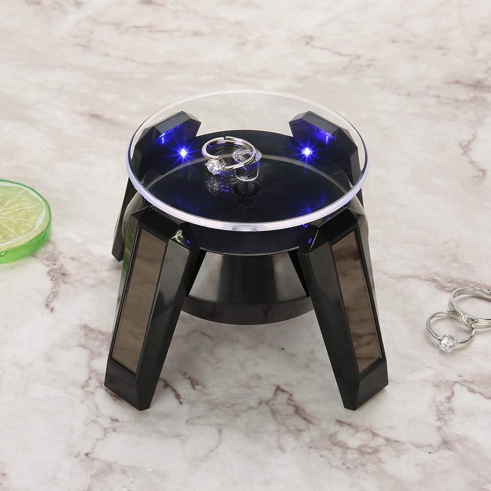 TOPINCN 360度回転させるする太陽の光発生のジュエリーディスプレイスタンドLED点火装置色合い黒いこと原料品ABS高明快さ見せびらかす役立つこと見せびらかすに至適なのはバス発着場や執務室カウンタなど (黒)