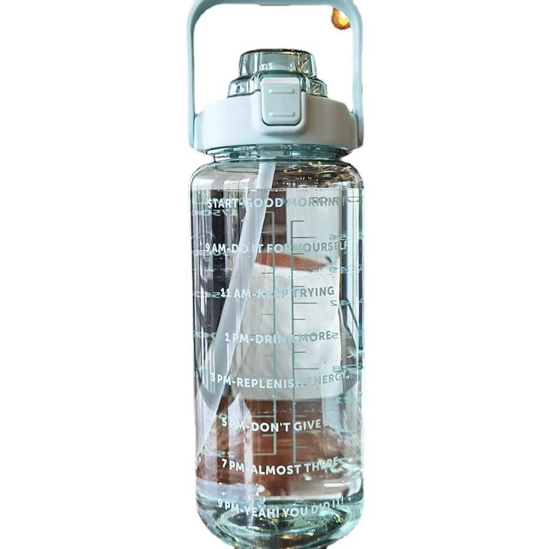 吸い筒 マグボトル お水瓶 大電気容量 2000ML 直飲み 男女兼用 成年者 アウトドア 運動競技 目盛り付き添い人 麦わら付き添い人 持ちはこぶ用