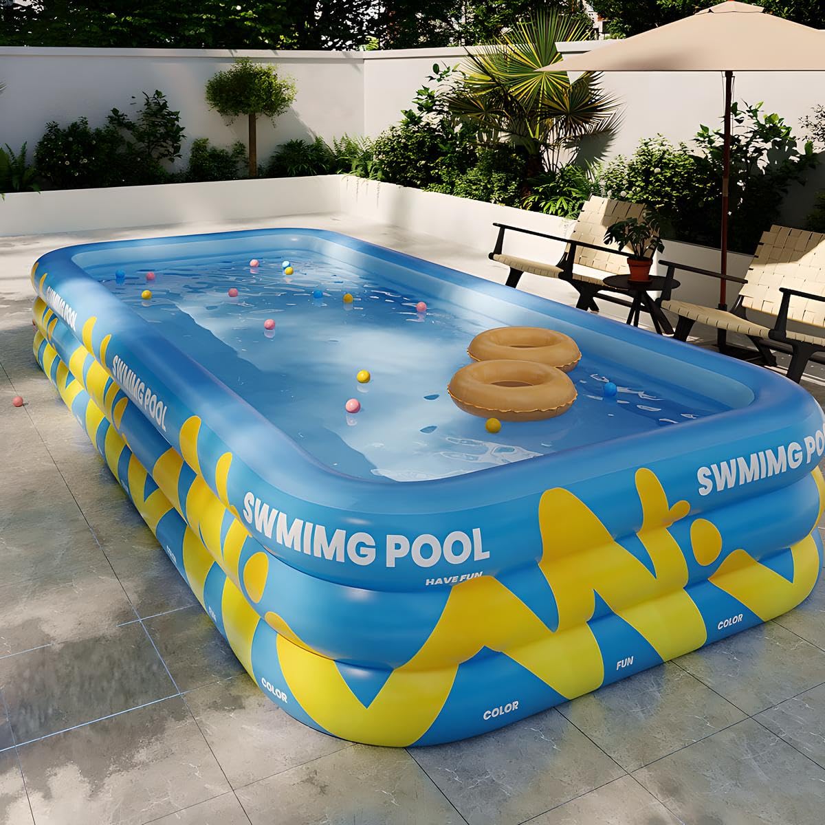 スウィミングプール 大型 ビニールスウィミングプール すべり台付き添い人 身寄り用 もの言う花 ちびっ子 水遊び 真四角 中型 折り畳み式 納める助けになる 耐高温 耐摩擦 芝地命のせんたく 屋上 回廊 運動場 室内 盛り砂 庭 猛暑打つ手 (210×140×60コマーシャル-スウィミングプールのみ)