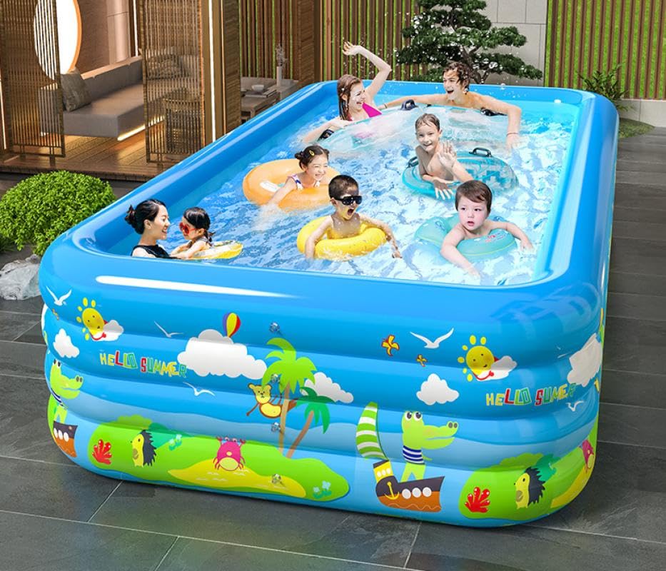 プール 大型 子供用 家庭用プール 折り畳み式 ビニールプール 大きい 四角い PVC材質 耐摩擦 収納便利 水遊び 耐高温 芝生遊び 屋上庭園 室内 砂場 庭 暑さ対策 ベランダ 自宅 保育園 幼稚園 (2.1m-3層)|グロースショップ