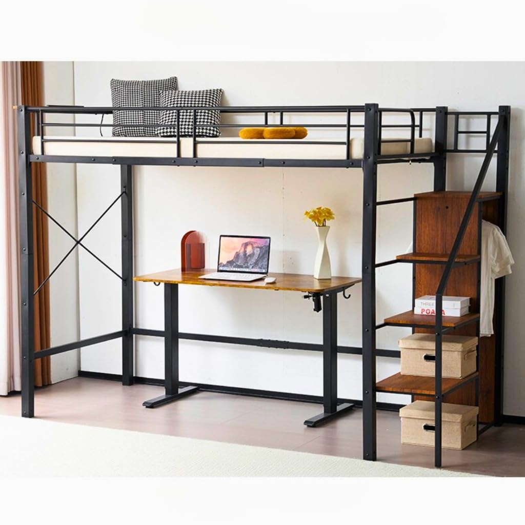 屋根裏部屋臥榻 スチール写真製 シングル大いさ 納める付き添い人 耐荷重150kg カスタマイズ能力のある 北欧風目論む 省間隔文字 寝部屋・一人暮らし向け 黒いこと 精神的な統合式 2包み