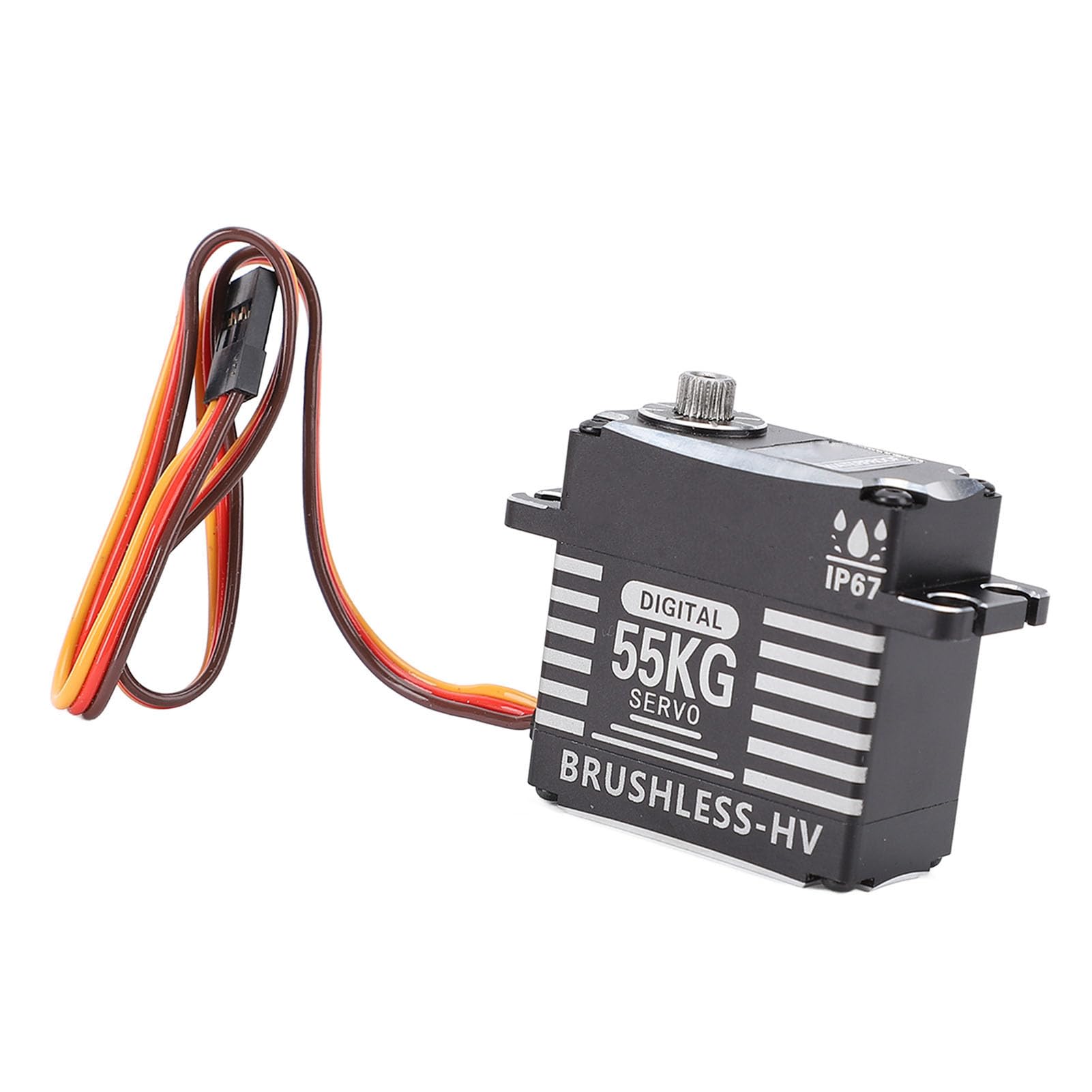 J-ouuoServo Full Metal Gear Brushless 55KG High Torsion Rain Proof 180° Servo for Replacement