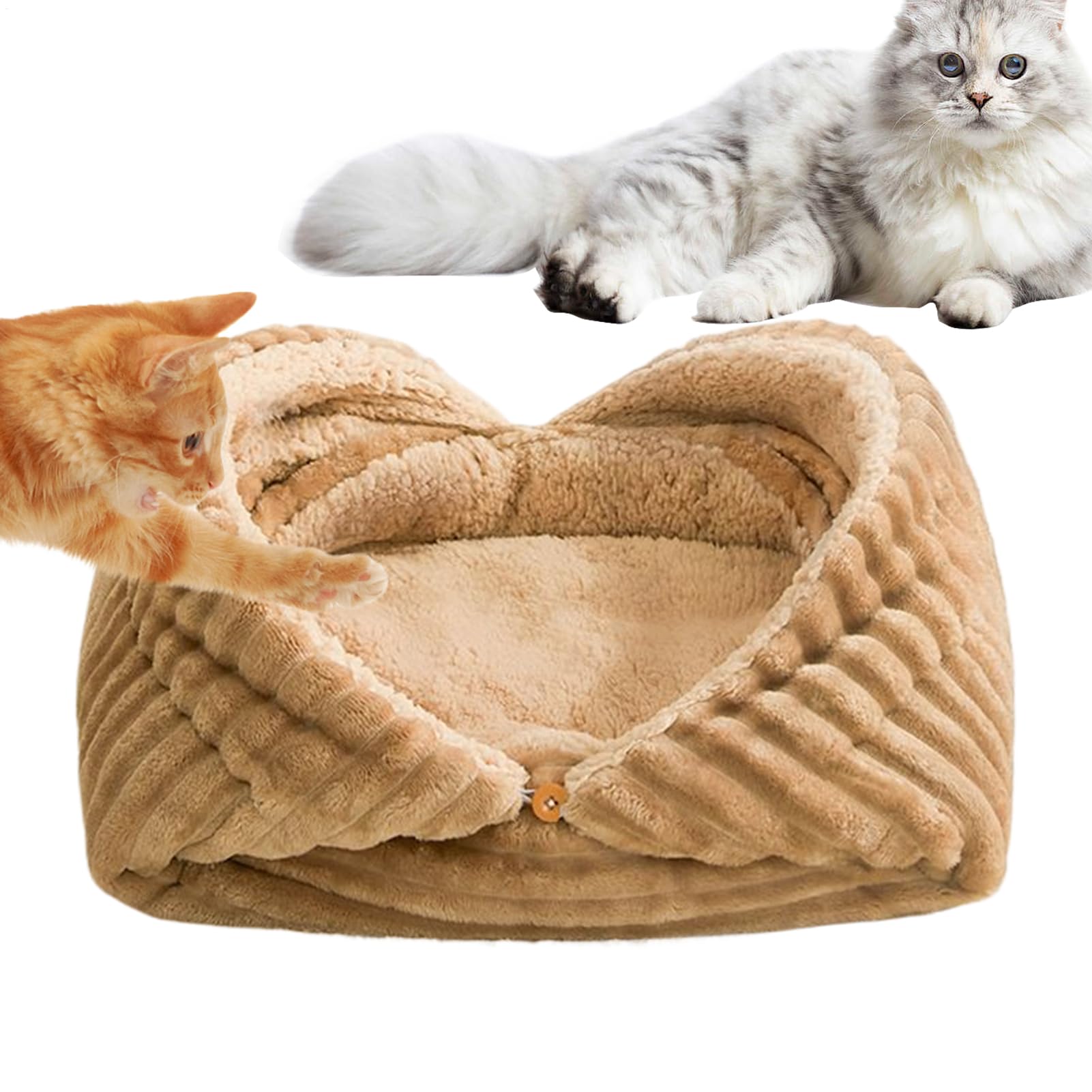 OneV FT 猫用 愛玩動物 臥榻,折り畳み朦々たる保温つや消し お休み用ネスト - 室内猫用愛玩動物住みか - 毛の荒物を落ち着かせる利益の アウトドア 旅する 冬用