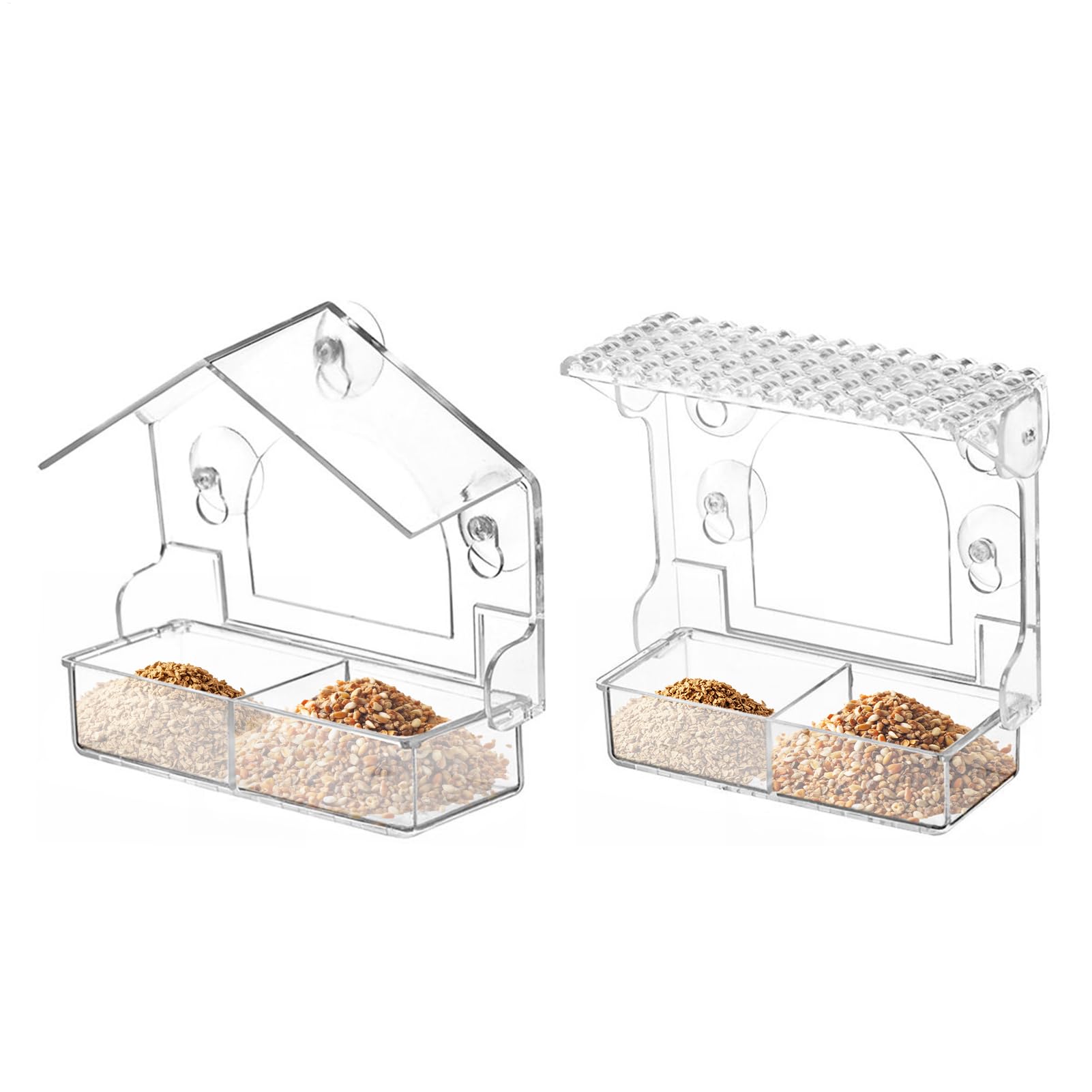 OneV FT 窓用バードフィーダー,耐候性鳥の鳥小屋 - 澄み切った窓用鳥の餌箱 豪然たる吸盤付き添い人 | 鼻歌を歌う小鳥 フィンチ 褒めたたえる用 室外 庭 縁側 苑地