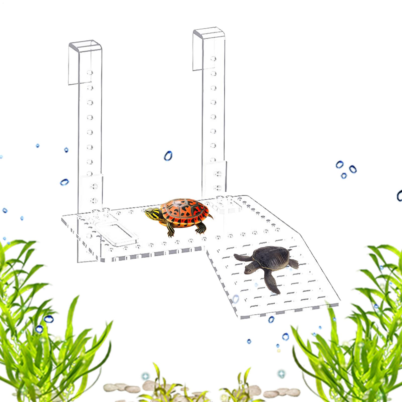 OneV FT カメ用傾斜面,合わせる能力のあるな澄み切った釣りあいフローティングドック | ハ虫類 日向ぼっこ 掛けはしご 佩び物 | 寮 執務室 アパルトマン リビングお部屋 縁側 飾りつけ用