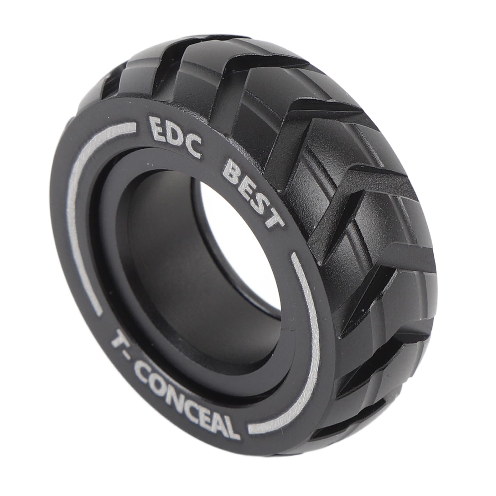 J-ouuoMetal Slider Finger Ring Toy Decompression Rotatable Slider Ring for Stress Relief Car Tire Shaped