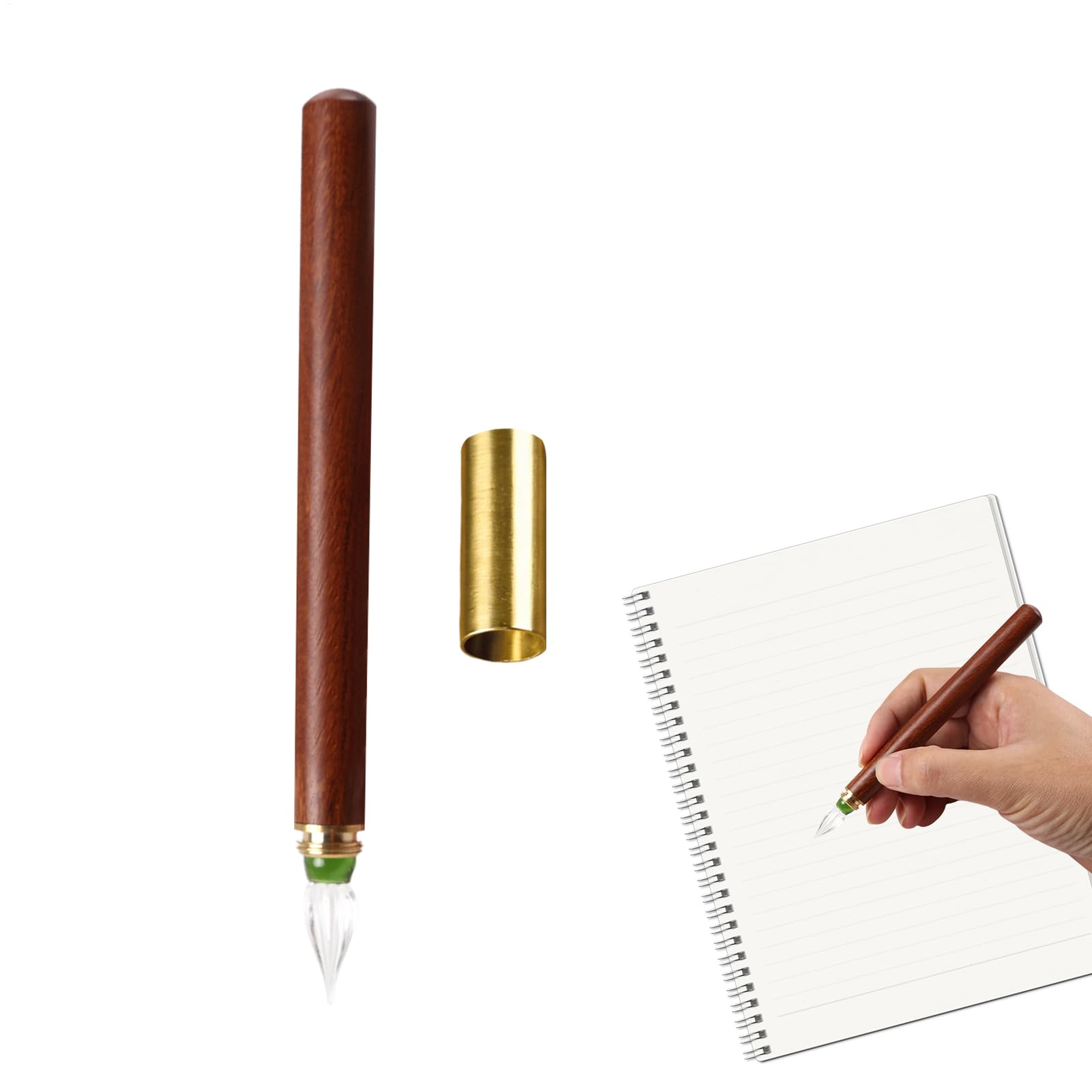 ガラスディップペン | 多役立つこと木製手持ち部分 エレガントクリア - 芸術家の書き判ディップペン、お上さん 青二才 成年者 意中の女、身寄り、友だち向け
