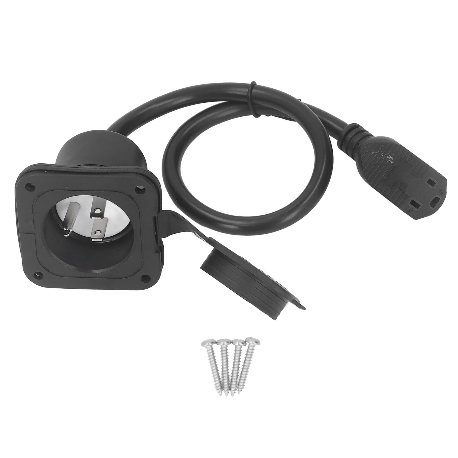 AC 電源入力プラグ 2 極 3 線式 NEMA 5-15 15A 125V RV フランジ入力 防水カバー付き キャンピングカー 移動式住宅用 交換用 AC ポートプラグ 取付ネジ｜グロースショップ