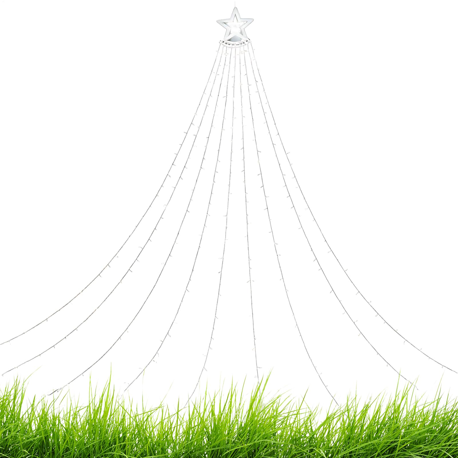 太陽光発電 クリスマス ライト,3.LED リモコンタイマー付き | ソーラー クリスマス デコレーション ウォーターフォール ライト - ガーデンデコレーション 庭 芝生 小道 パティオ 木 ホリデー ウェディング 新年用|グロースショップ