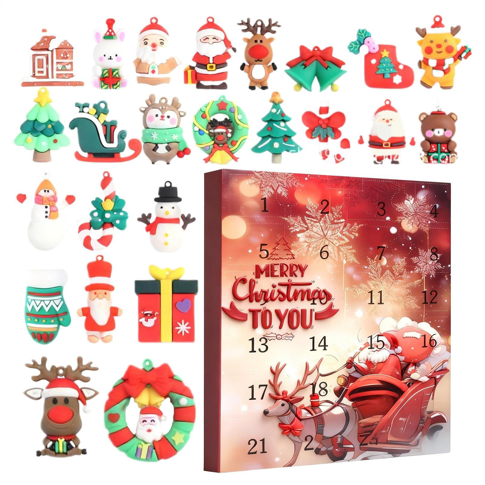 OneV FT クリスマス カウントダウン 暦,3D 収集家ブル シャンデリヤ - 24 日 クリスマス への カウントダウン - リビングお部屋、臥榻お部屋、アパルトマン、授業時間寄りあい、冬の祝賀会、身寄りの人だかり用