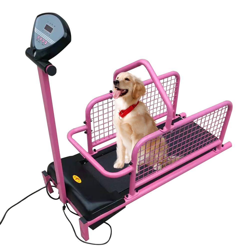 屋内用トレッドミル 愛玩動物用トレッドミル 手あそび ペットエクササイズ用愛玩動物用トレッドミル 犬用トレッドミル 犬用ランニングトレーニングマシン LCD見せびらかす付き添い人 (さくら色)