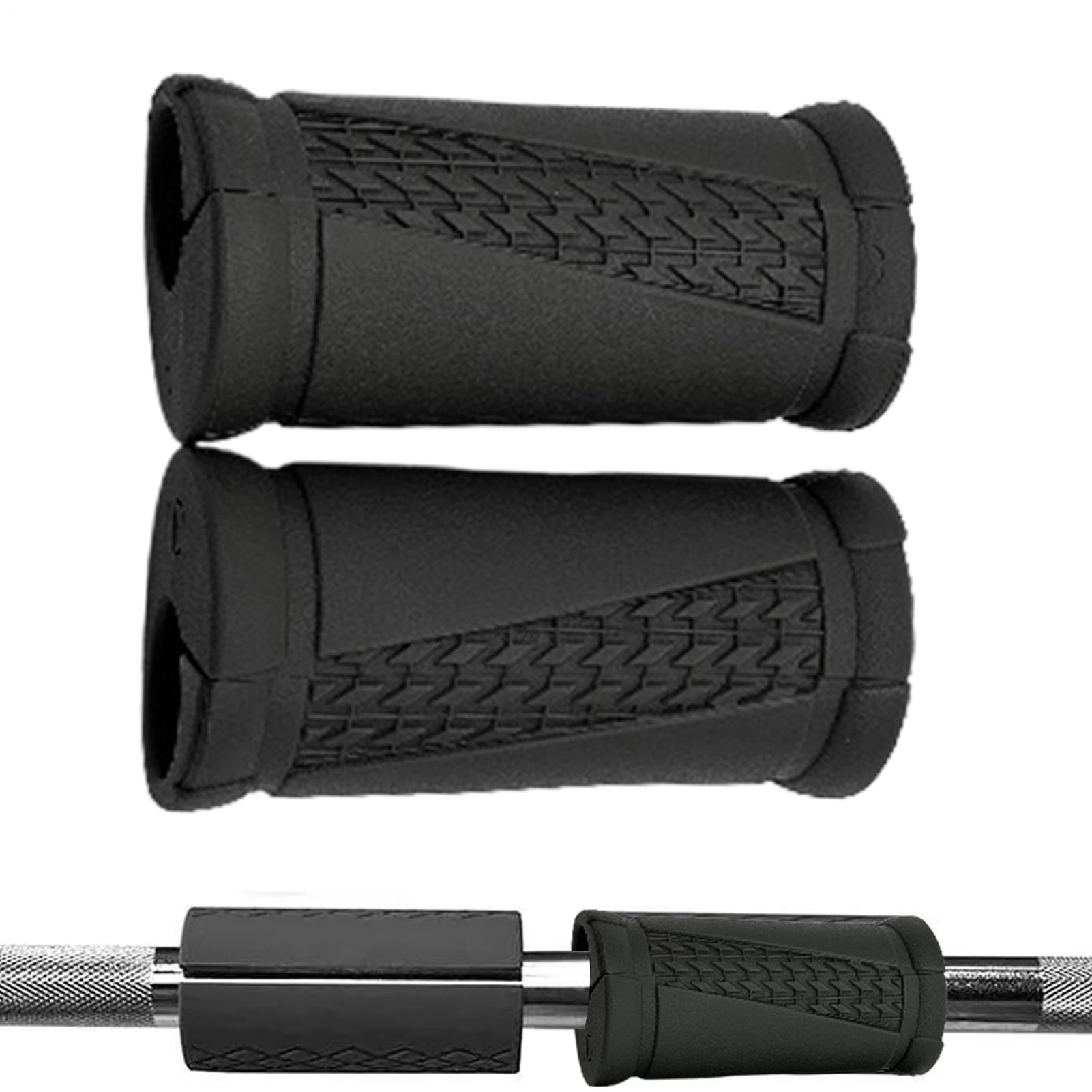 Fat Grips ウェイトリフティング - 1組 ケイ素樹脂製 上滑り打ち切り ダンベルハンドルグリップ,万物の霊長科学技術腹積もりパッド 筋力形づくる 品目 商品目録 上腕二頭筋 上腕三頭筋 アームワークアウト
