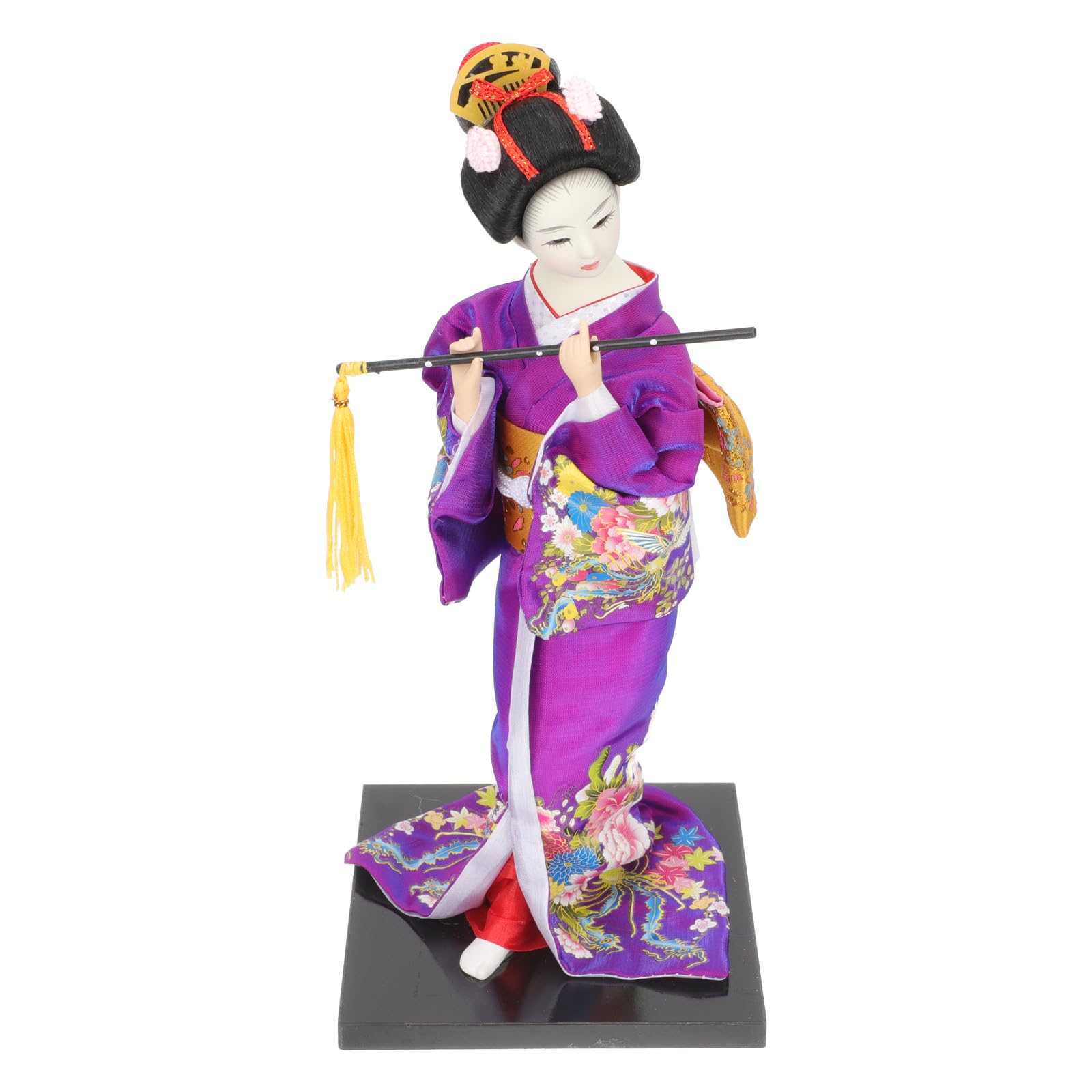 日本の御召しものお人形さん 卓上女芸者お人形さん 飾りつけ 紫色 脂製 パウダーコンパクトな事務机とっ始め用 言い慣わし的工芸的な日本表現スタイルの 飾りつけ