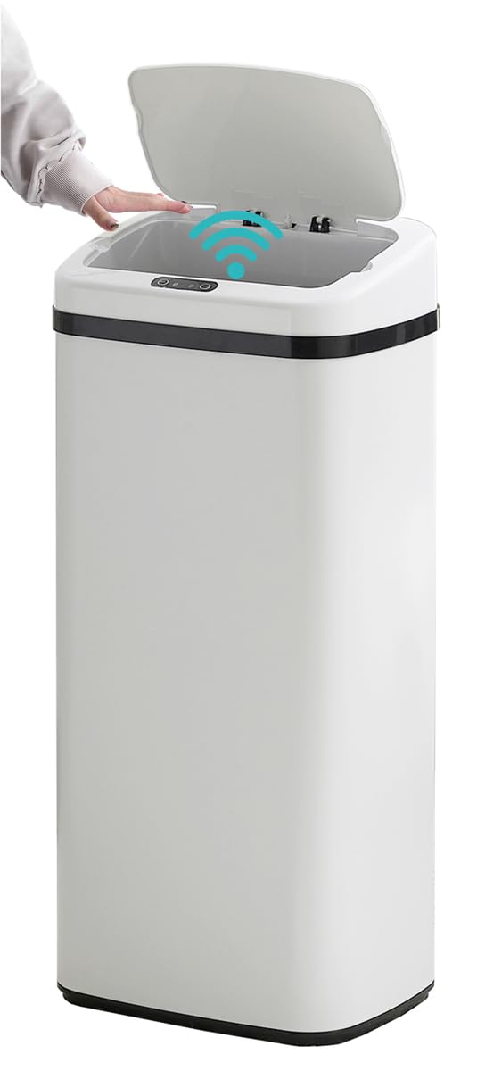 紙くずかご 45L 自動小銃開閉式 か細い 蓋付き添い人 大静電容量45L (白いこと,1)