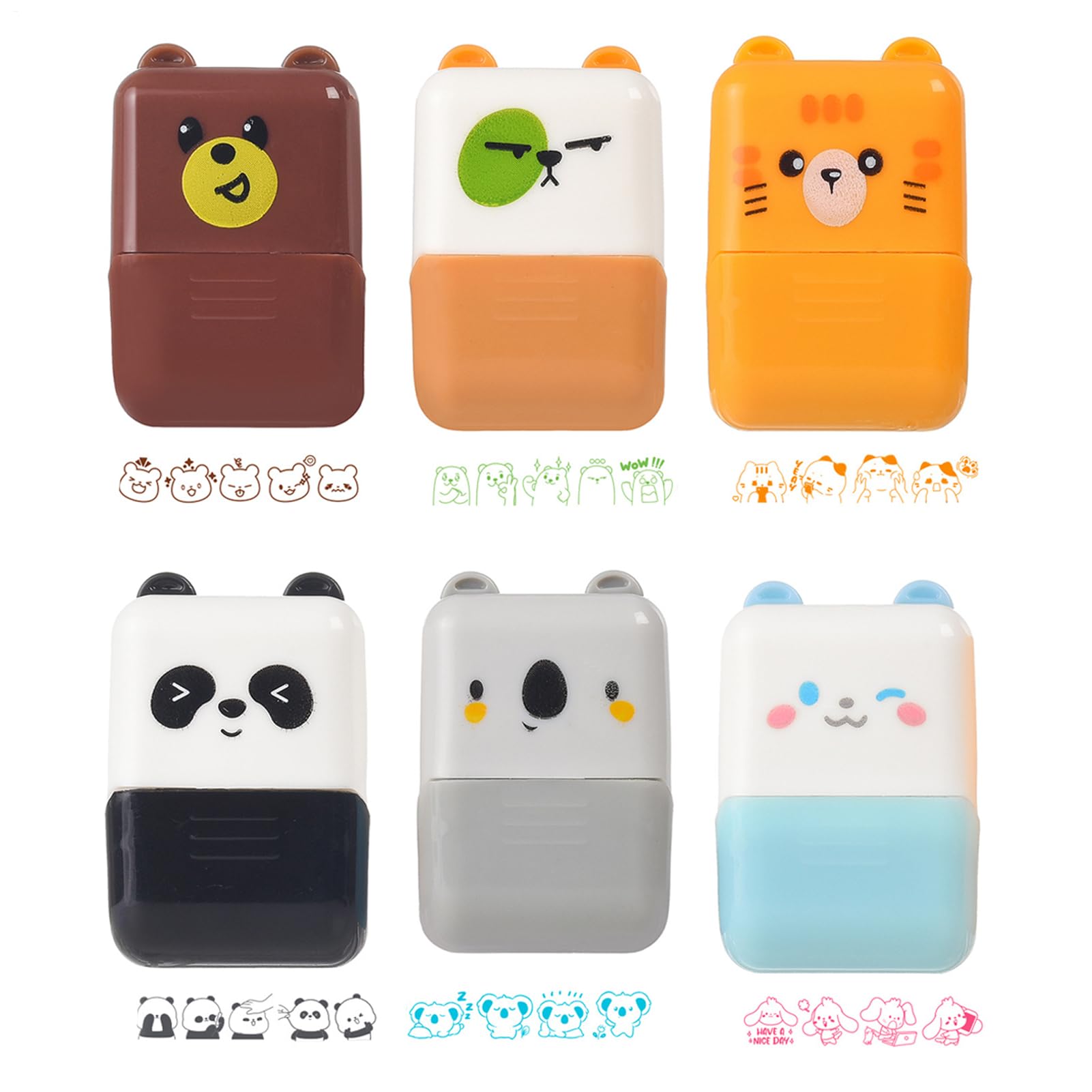 キッズローラースタンプ、絵を描くこと毛の荒物ローラースタンパー、1.65x1.1x1.02inパウダーコンパクトな可愛らしいポンチ絵受けつたえる学びとる線描の赤ちゃん、御坊っちゃん、赤ちゃん向けの手あそびキッズスタンパーセット